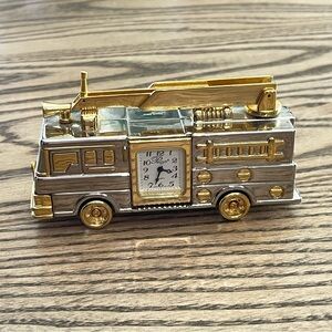 Vintage‎ Platinum Miniature Clock Firetruck